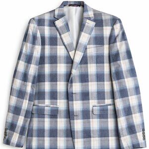 Tommy Hilfiger Blue Plaid Sport Coat Blazer 40L Windowpane Business Casual